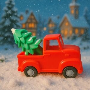 Red Christmas Truck Decor w/ Tree – Holiday Tabletop Decoration